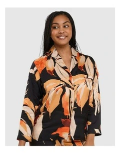 Pure Chic Viscose Satin Pyjama Shirt in Black