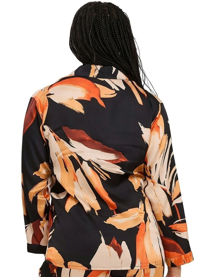 Pure Chic Viscose Satin Pyjama Shirt in Black image 2