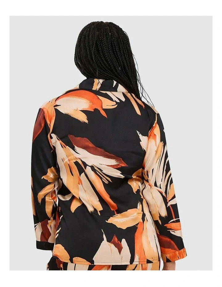 Pure Chic Viscose Satin Pyjama Shirt in Black image 2