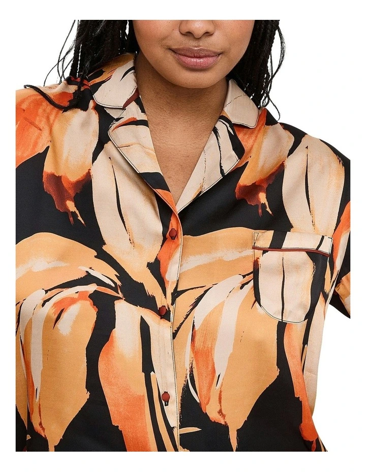 Pure Chic Viscose Satin Pyjama Shirt in Black image 3