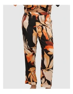 Pure Chic Floral Print Viscose Satin Pyjama Pants in Black