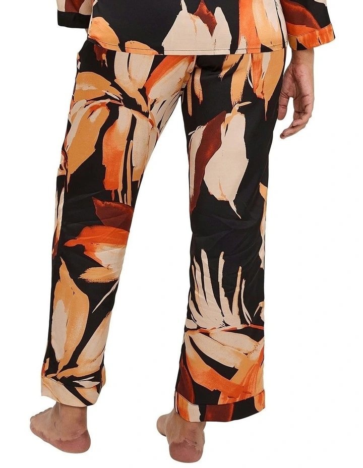 Pure Chic Floral Print Viscose Satin Pyjama Pants in Black image 6