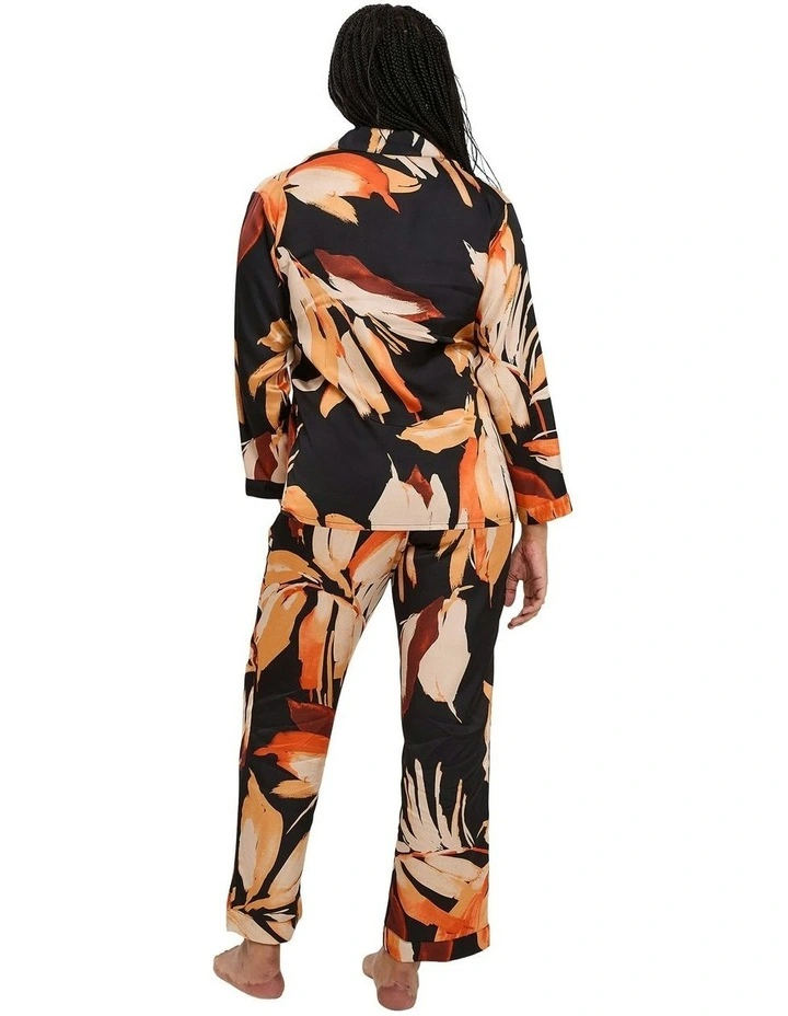Pure Chic Floral Print Viscose Satin Pyjama Pants in Black image 6