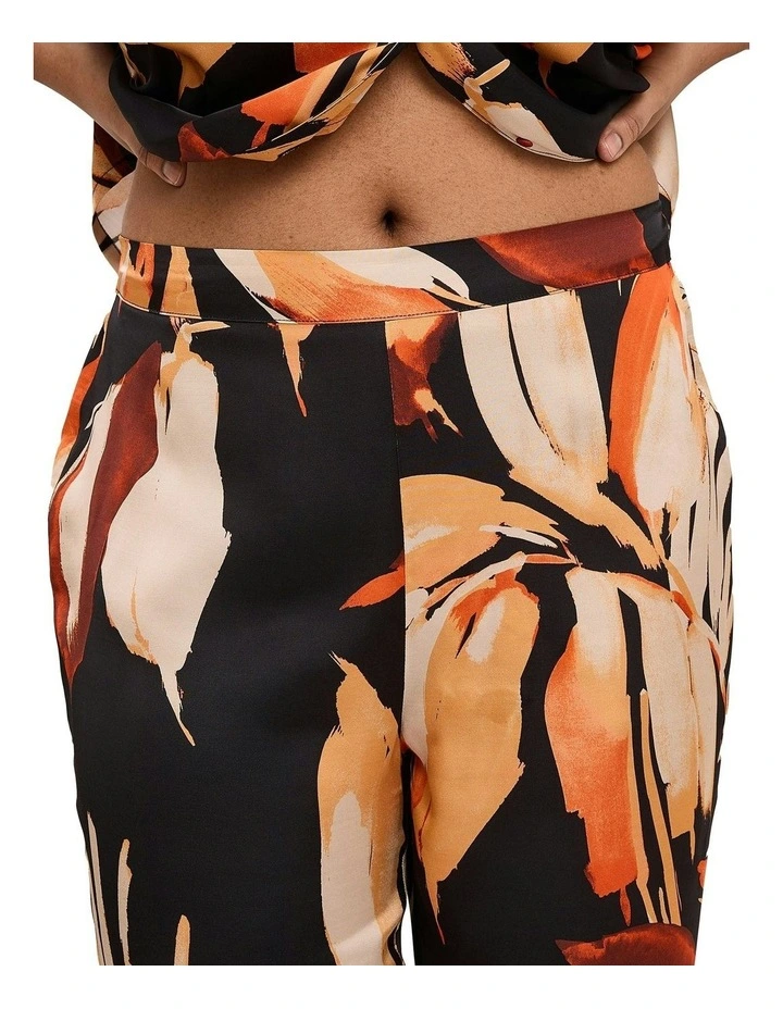 Pure Chic Floral Print Viscose Satin Pyjama Pants in Black image 7