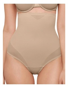 Sexy Sheer Shaping High Waist Thong in Warm Beige