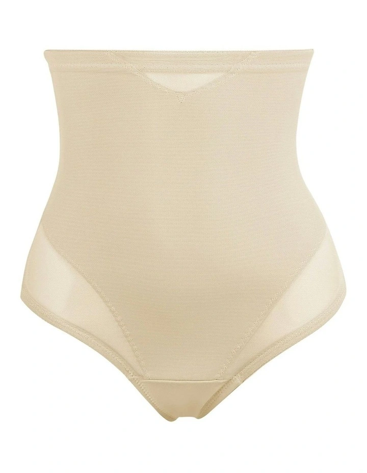 Sexy Sheer Shaping High Waist Thong in Warm Beige image 5