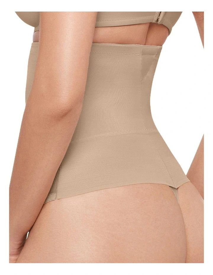 Sexy Sheer Shaping High Waist Thong in Warm Beige image 6