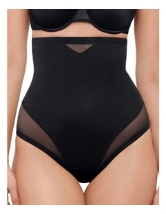 Sexy Sheer Shaping High Waist Thong in Black