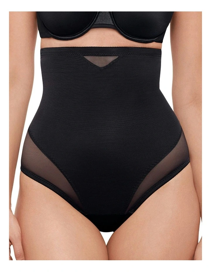 Sexy Sheer Shaping High Waist Thong in Black image 1