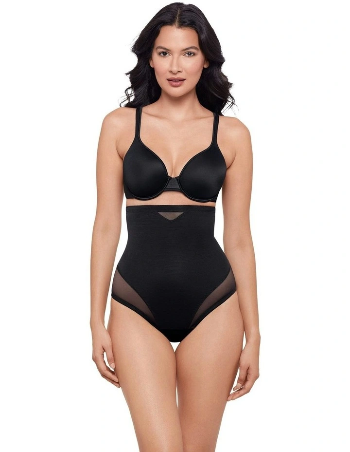 Sexy Sheer Shaping High Waist Thong in Black image 4