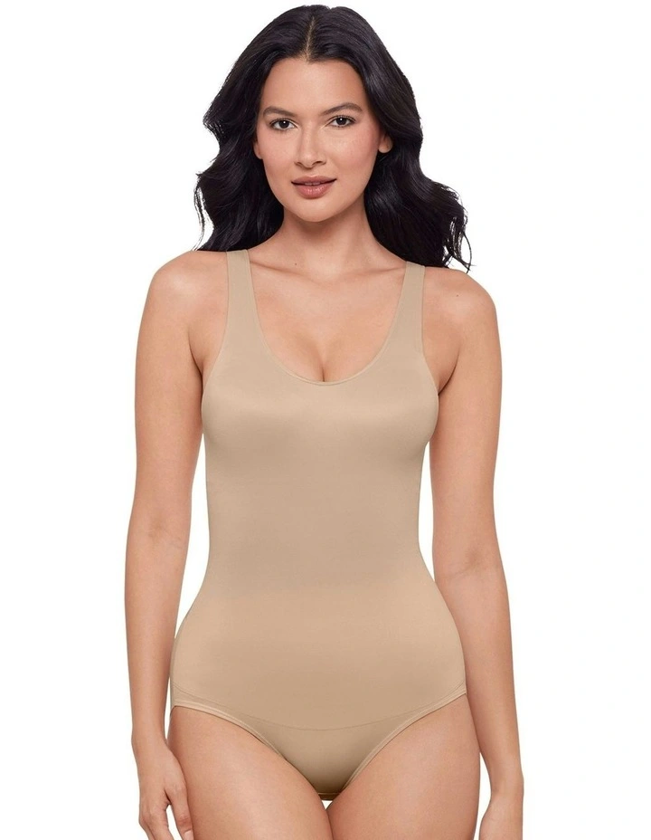 Back Wrap Padded Cup Back Support Bodysuit Shaper in Warm Beige image 1