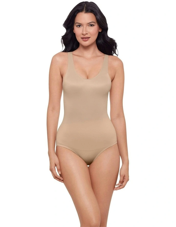 Back Wrap Padded Cup Back Support Bodysuit Shaper in Warm Beige image 4