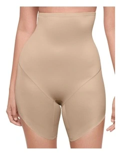 Showstopper Slanted Hem Ultra-High Waist Shaping Short in Warm Beige