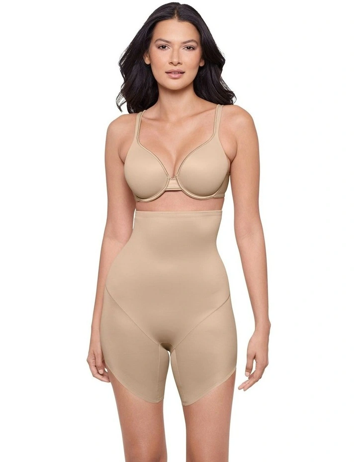 Showstopper Slanted Hem Ultra-High Waist Shaping Short in Warm Beige image 5