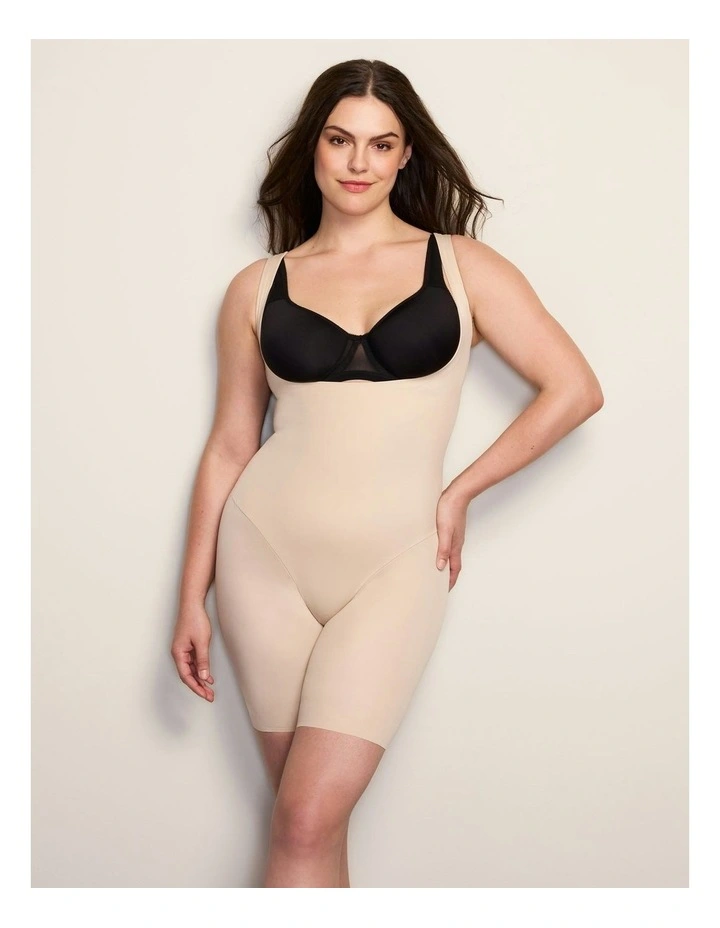 Shape Away Extra-Firm Cupless Body And Thigh Shaper in Warm Beige image 6