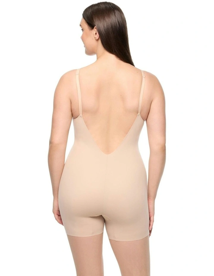 Dress Rehearsal Mid-Thigh Low Back Shapewear Bodysuit in Warm Beige image 2