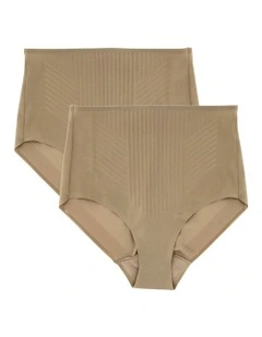 High Waist Light Tummy Control Brief Pack Of 2 in Stucco
