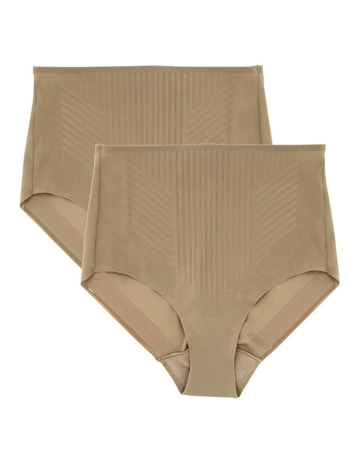 High Waist Light Tummy Control Brief Pack Of 2 in Stucco image 1