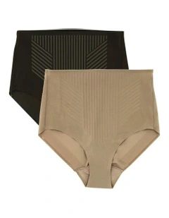 High Waist Light Tummy Control Brief Pack Of 2 in Multi