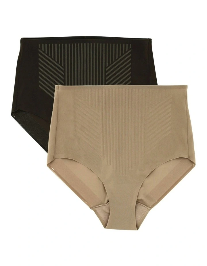 High Waist Light Tummy Control Brief Pack Of 2 in Multi image 1