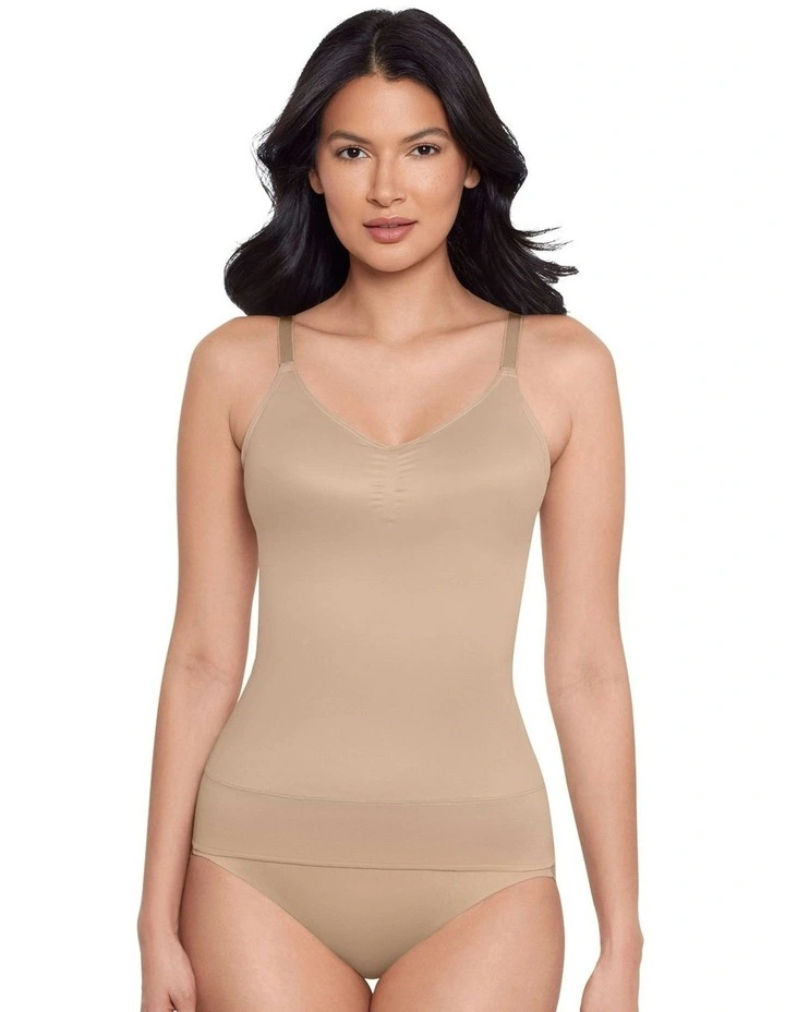Comfy Curves Padded Cup Firm Control Shaping Camisole in Warm Beige image 1