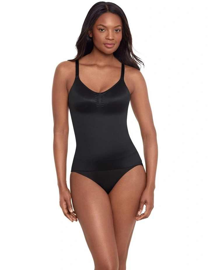 Comfy Curves Padded Cup Firm Control Shaping Camisole in Black image 4