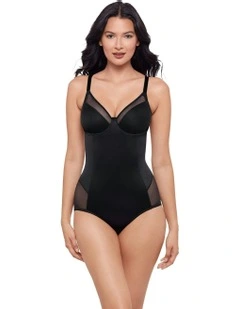 Sexy Sheer Shaping Underwired Padded Bodysuit in Black