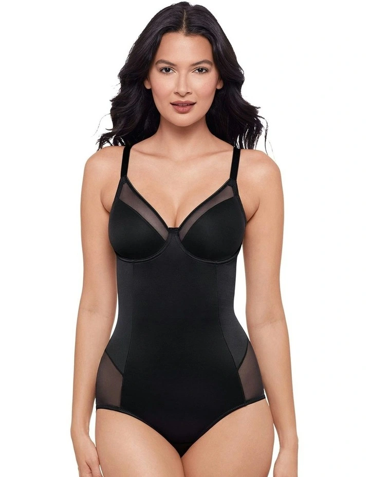 Sexy Sheer Shaping Underwired Padded Bodysuit in Black image 7