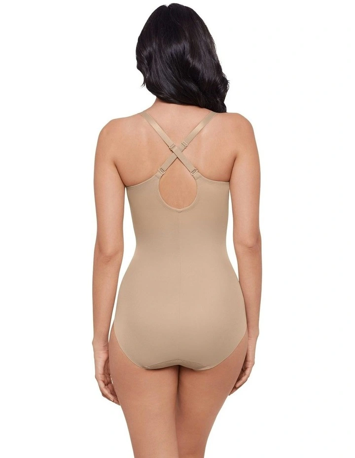 Sexy Sheer Shaping Underwired Padded Bodysuit in Warm Beige image 2