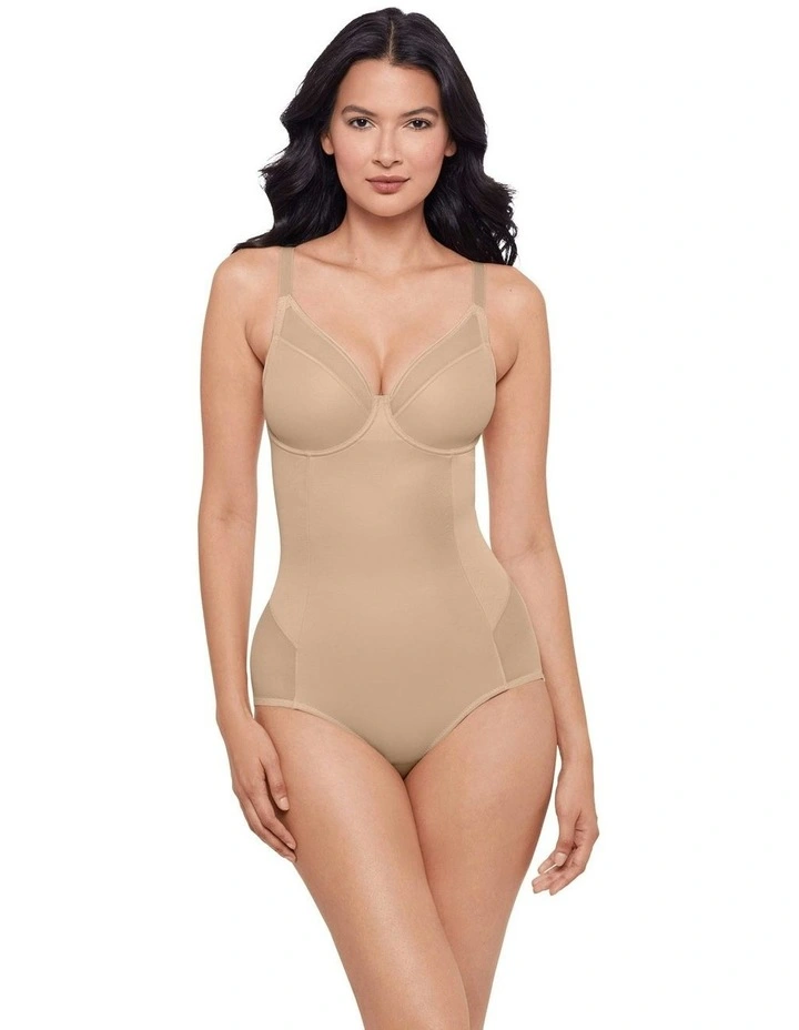 Sexy Sheer Shaping Underwired Padded Bodysuit in Warm Beige image 5