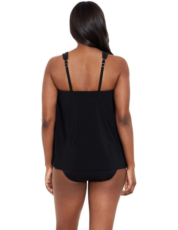 Dazzle Underwire Draped Tankini Top in Black image 2