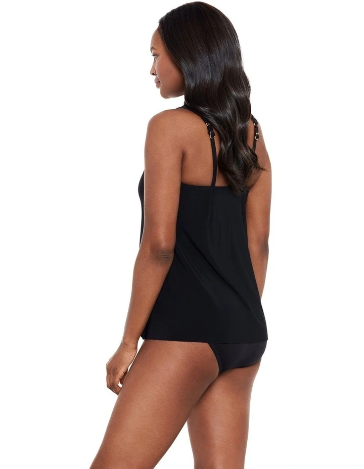 Dazzle Underwire Draped Tankini Top in Black image 3