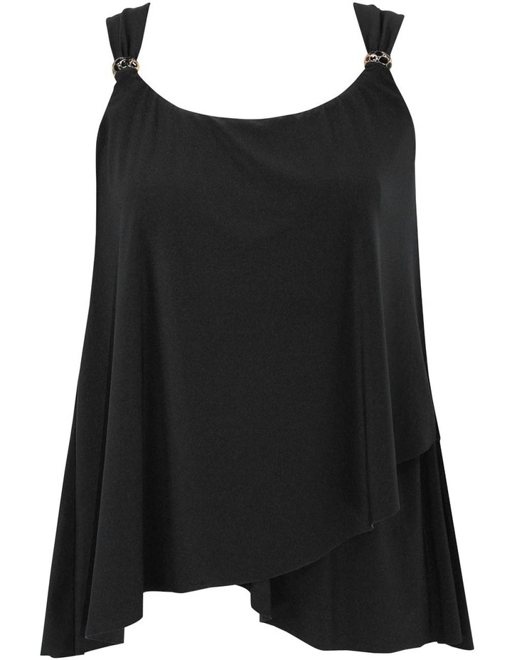 Dazzle Underwire Draped Tankini Top in Black image 4