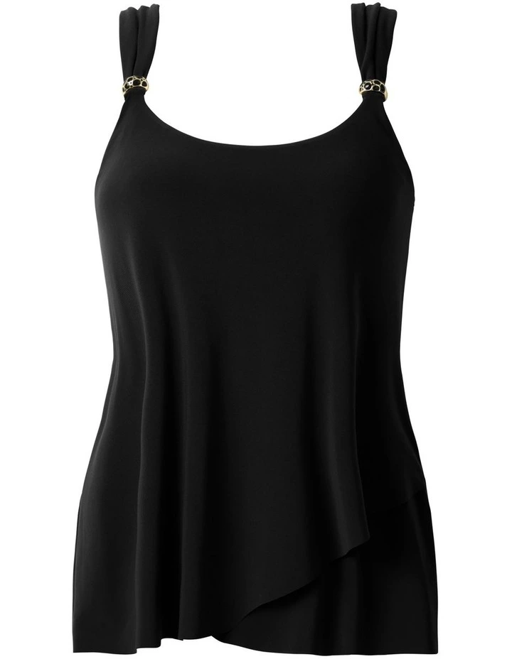 Dazzle Underwire Draped Tankini Top in Black image 5
