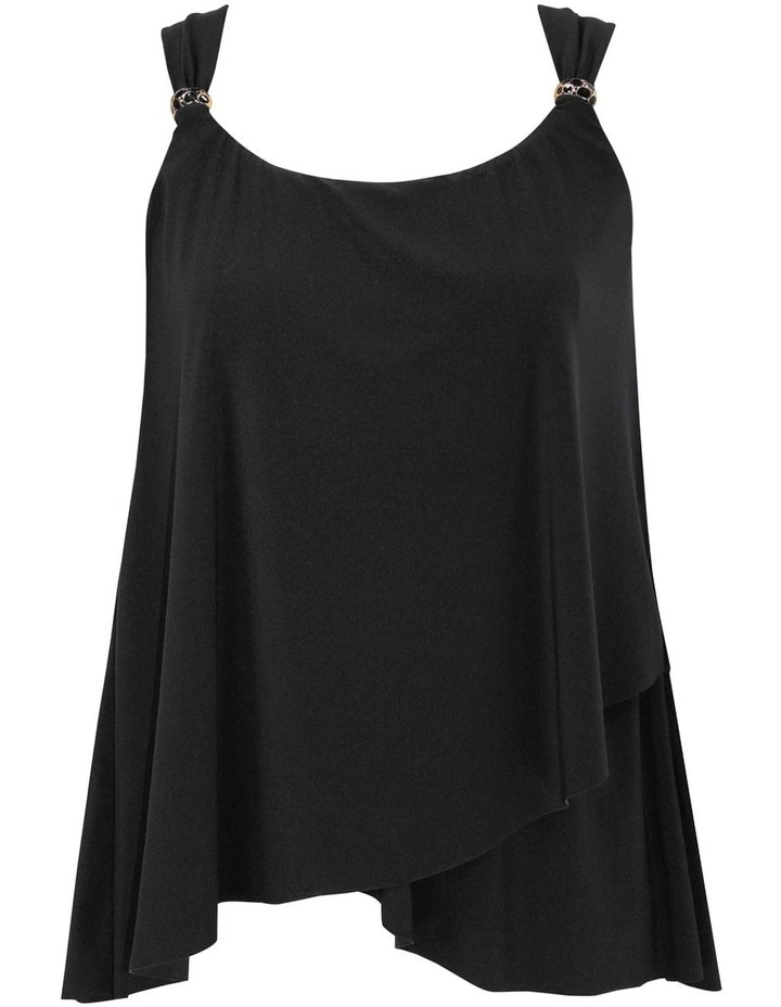 Dazzle Underwire Draped Tankini Top in Black image 7