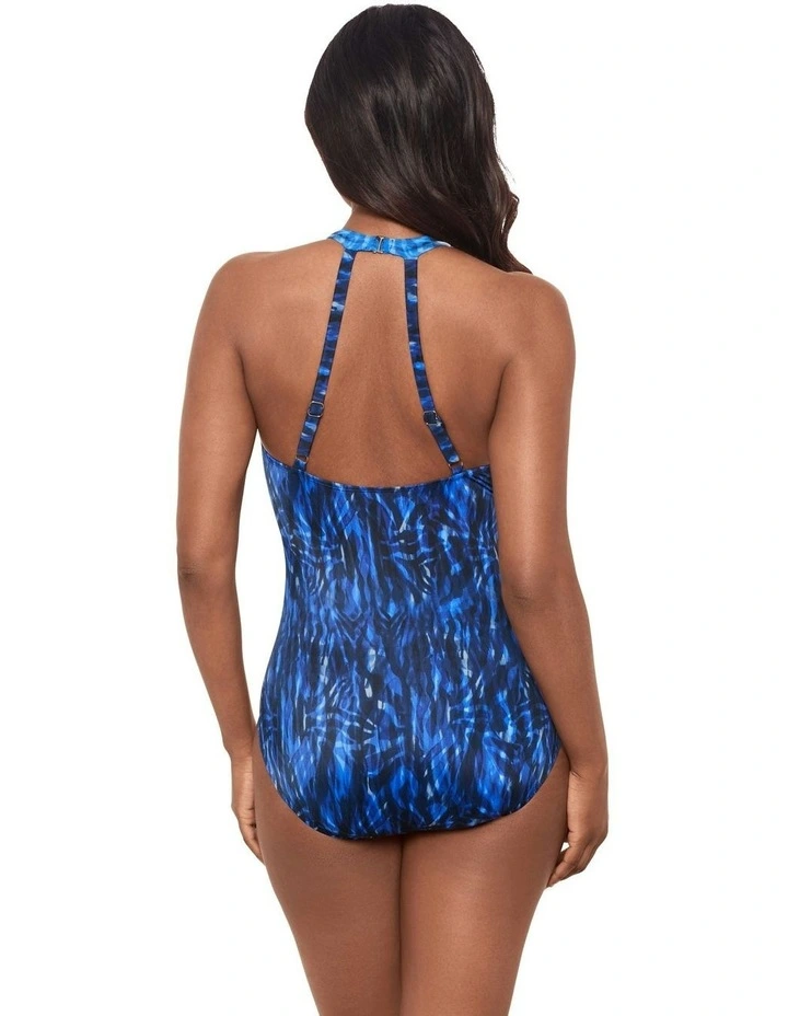 Paka Mayan Wrapsody Halter-Effect Shaping Swimsuit in Blue image 2