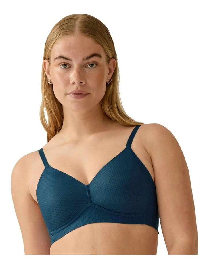Jacquard Lightly Padded Side Smoothing Wirefree Bra in Blue image 1
