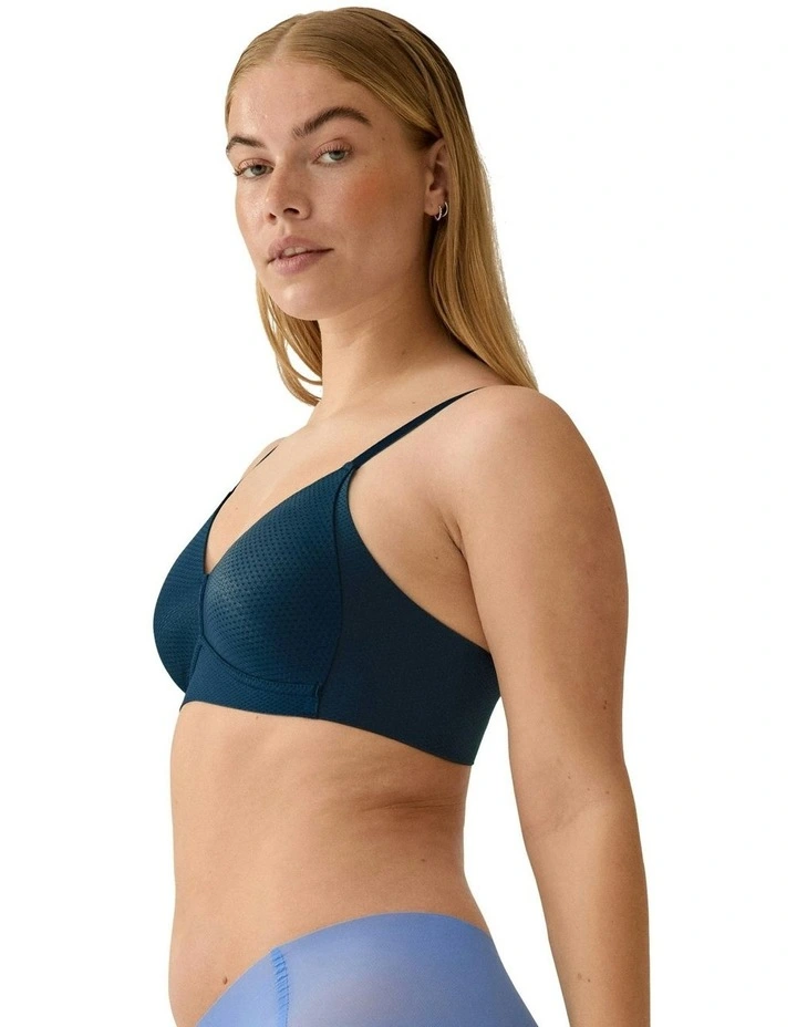 Jacquard Lightly Padded Side Smoothing Wirefree Bra in Blue image 3