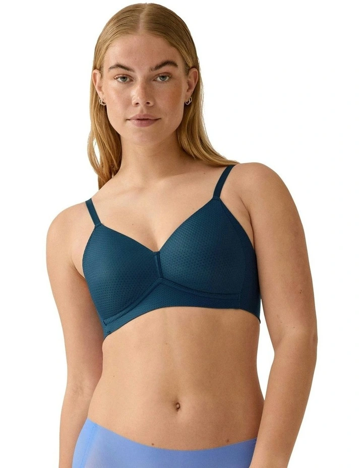 Jacquard Lightly Padded Side Smoothing Wirefree Bra in Blue image 4