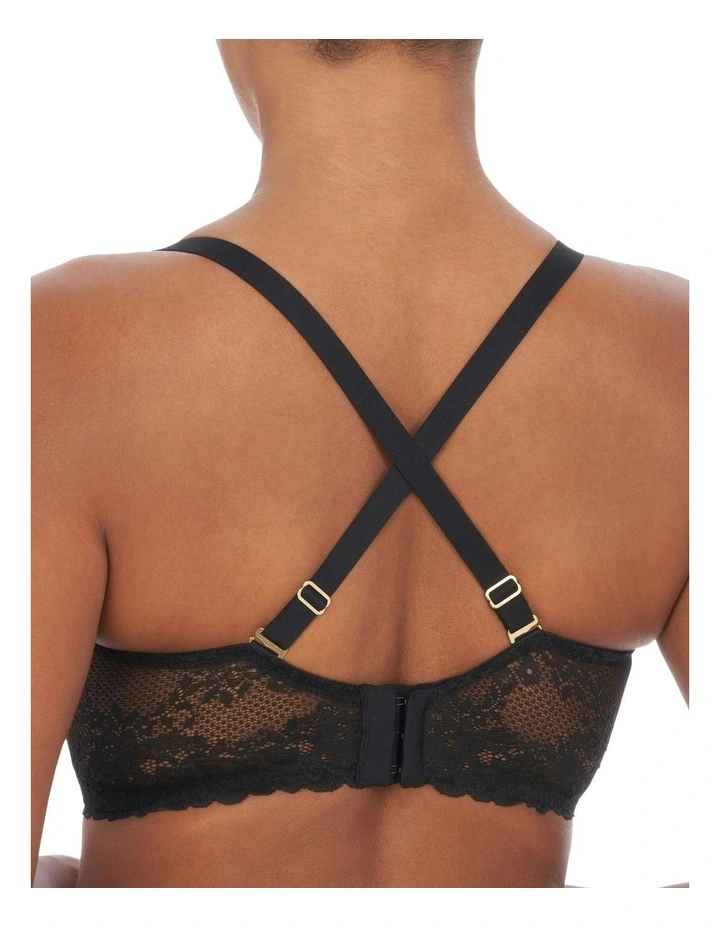 Heavenly Wired Convertible Sheer Lace Balconette Bra in Black image 3