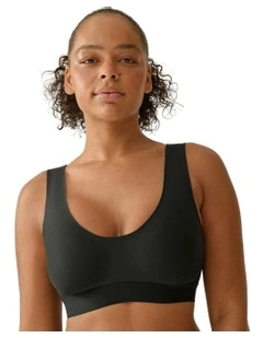 Back And Side Smoothing Wirefree Crop Top Bra in Black