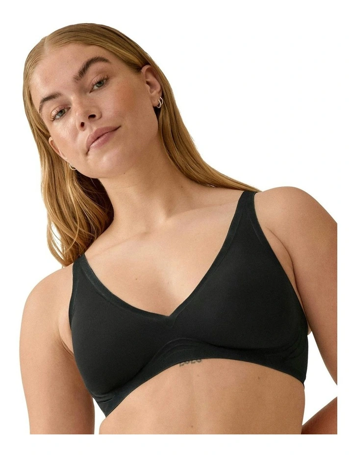 Sunday Lightly-Padded Seamless Wirefree Bra in Black image 1