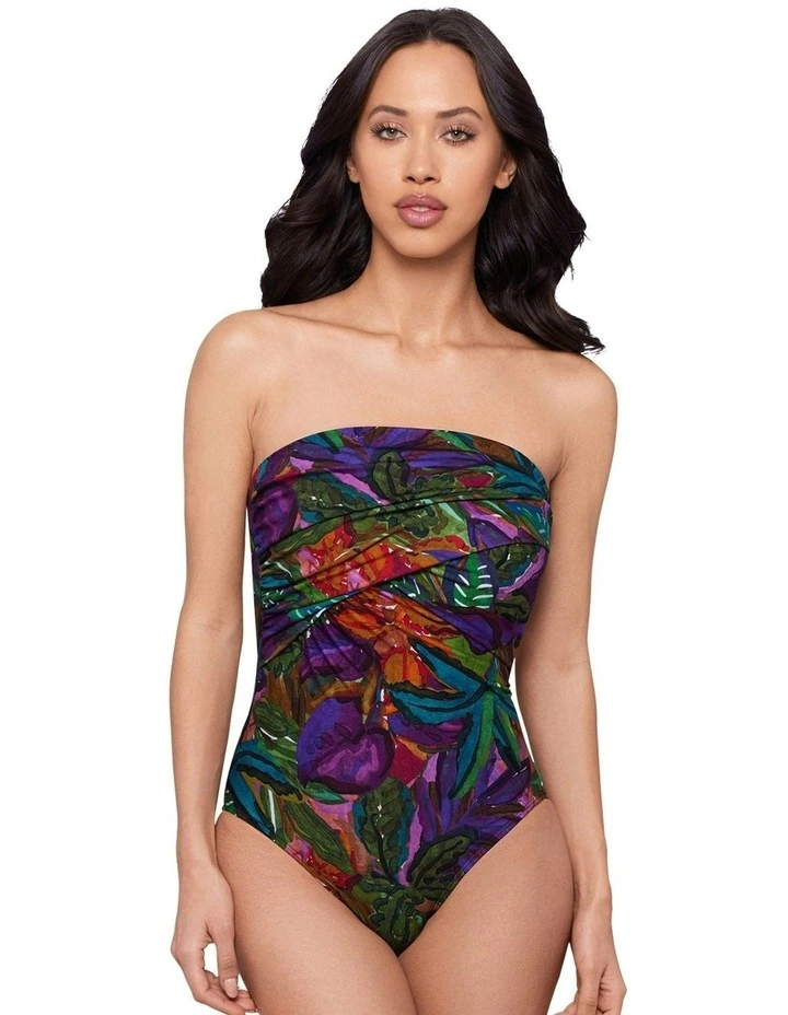 Cactus Flower Goddess One Shoulder Tummy Control Swimsuit in Multi image 7