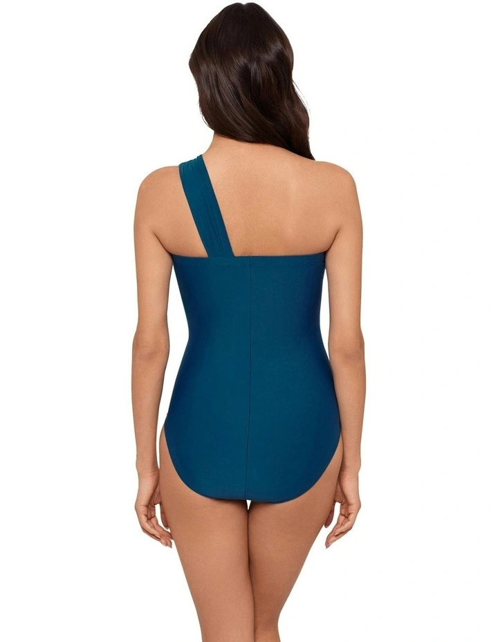 Solids Goddess One Shoulder Tummy Control Swimsuit in Blue image 2
