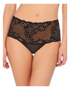 Feathers Mid Rise Retro Lace Brief in Black