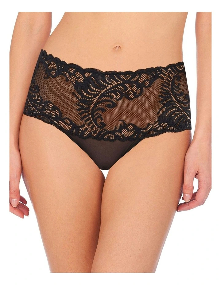 Feathers Mid Rise Retro Lace Brief in Black image 1
