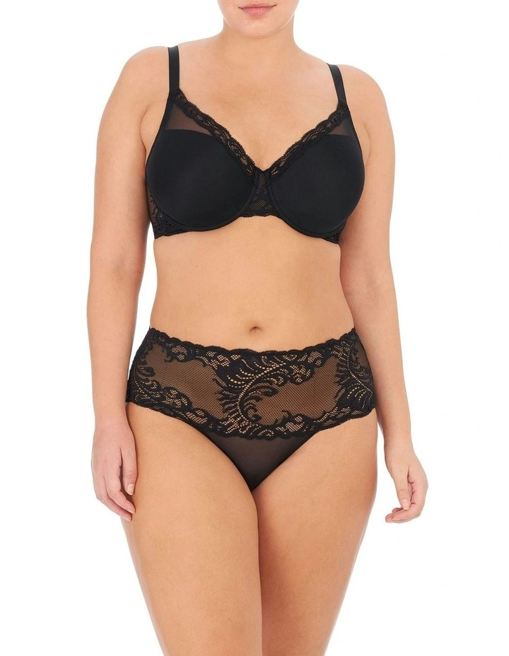 Feathers Mid Rise Retro Lace Brief in Black image 4