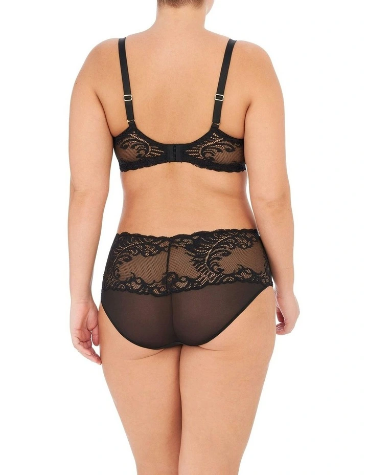Feathers Mid Rise Retro Lace Brief in Black image 5