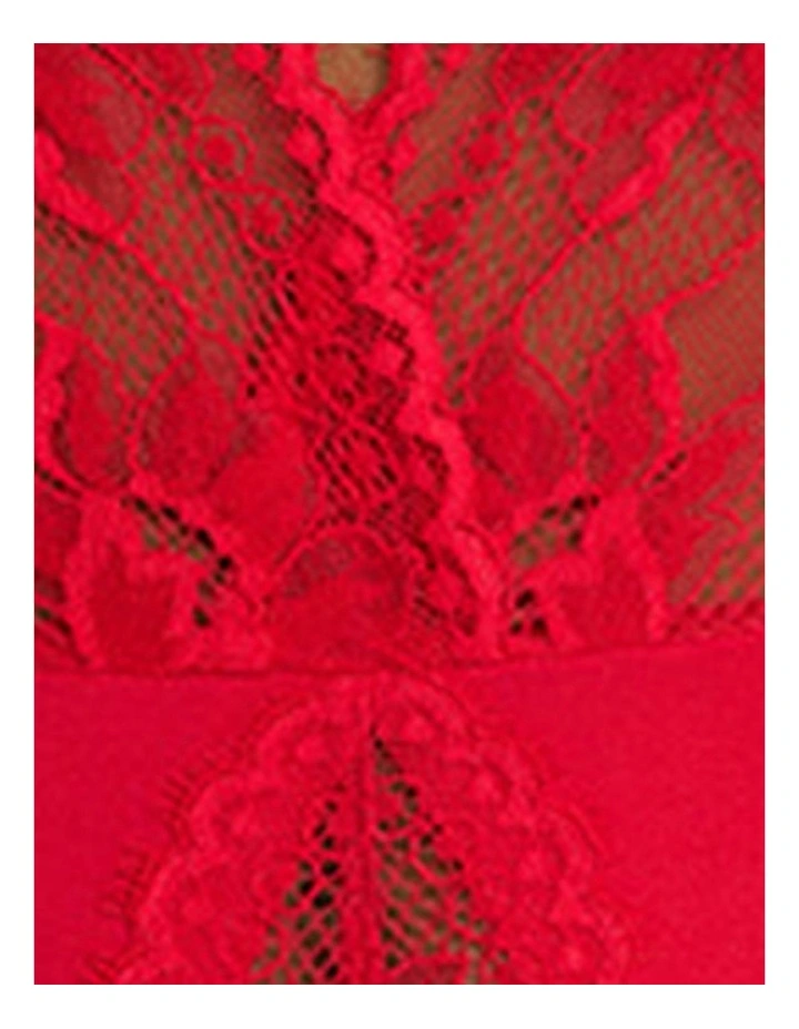 Fleur Thong Cut Halter Lace Lingerie Bodysuit in Bonfire image 5