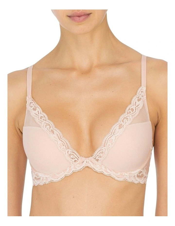 Feathers Lightly Padded Wired Plunge Bra in Cameo Rose image 1